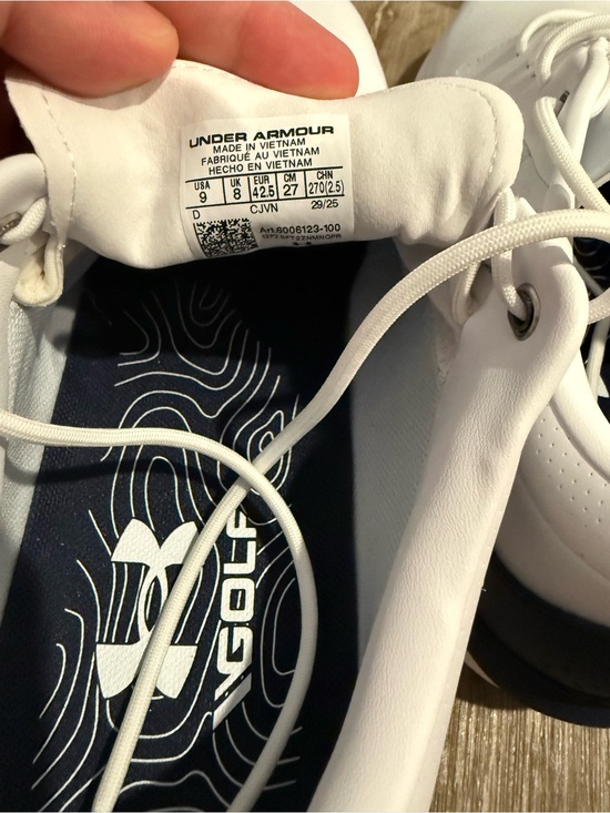 Under Armour Hovr White Golf Shoes with Navy and Light Blue Accents main image 9